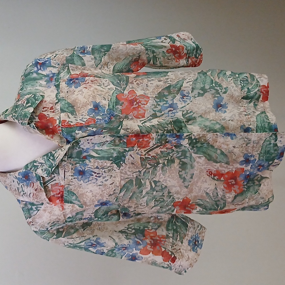 2/$15 Bon Worth Floral Button Front Sheer Blouse